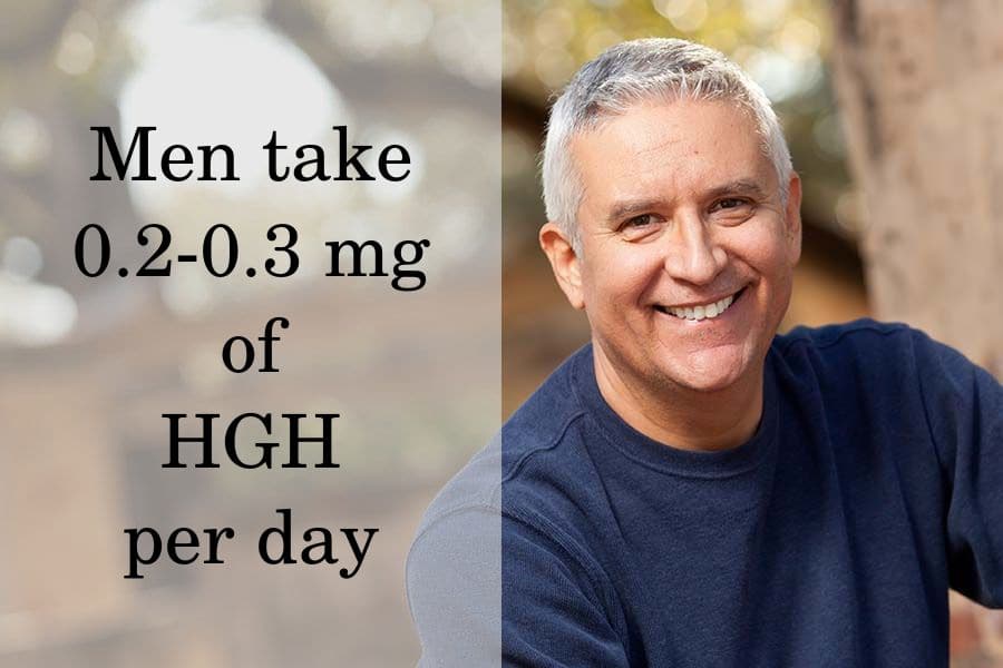 Men take 0.2-0.3 mg of HGH per day