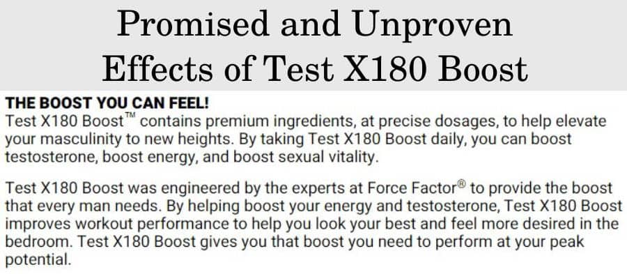 Promised and unproven effects of Test X180 Boost
