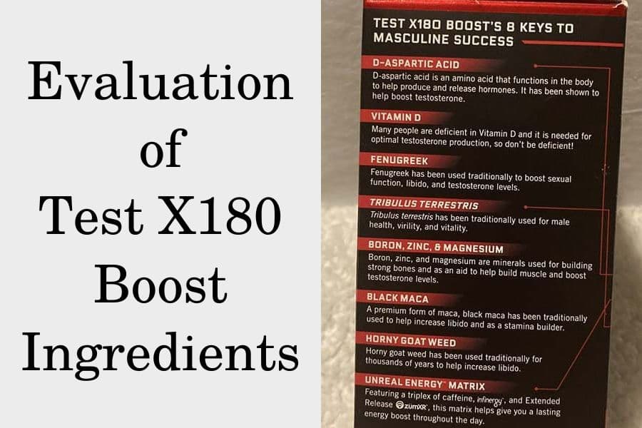 Evaluation of Test X180 Boost ingredients